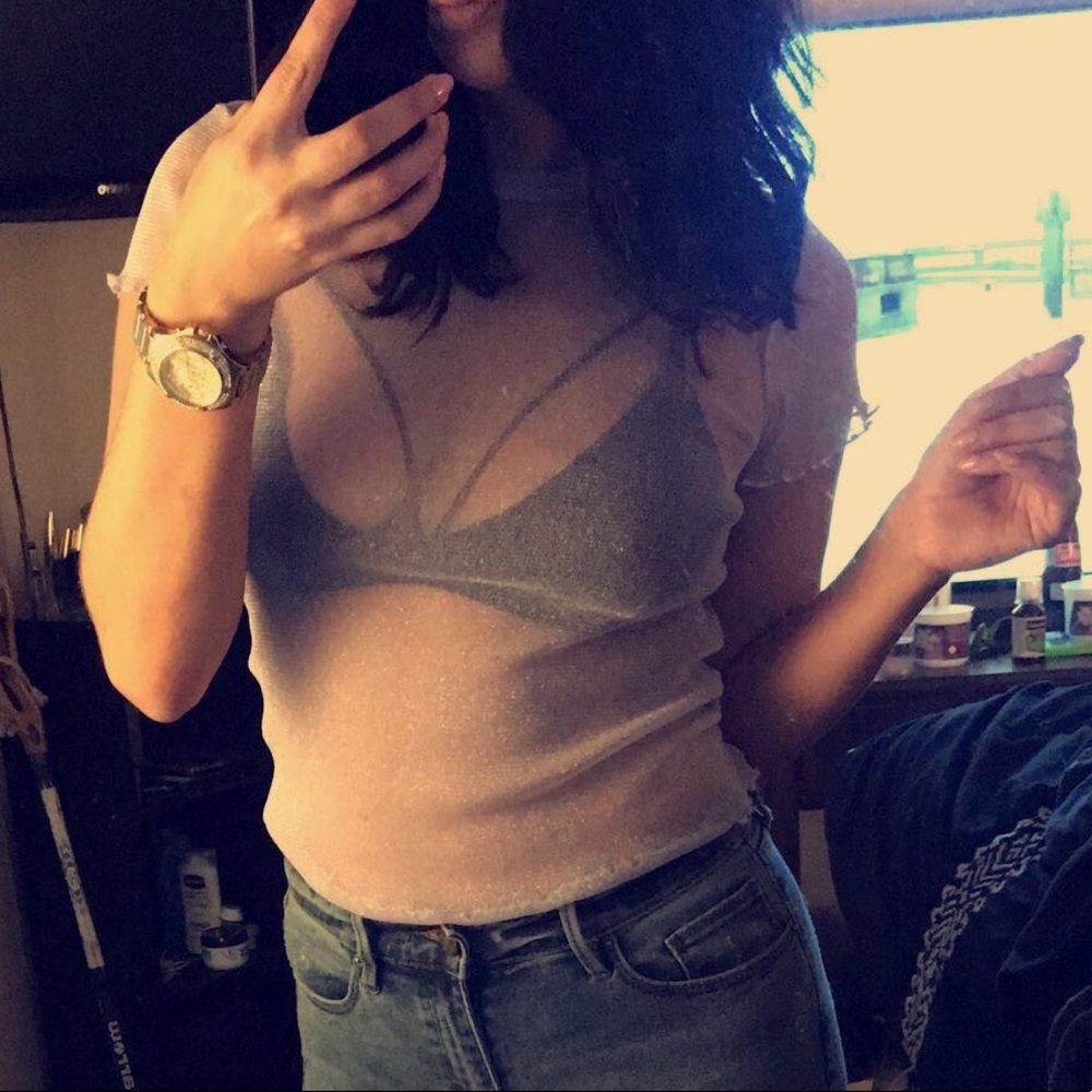 See through pink shirt